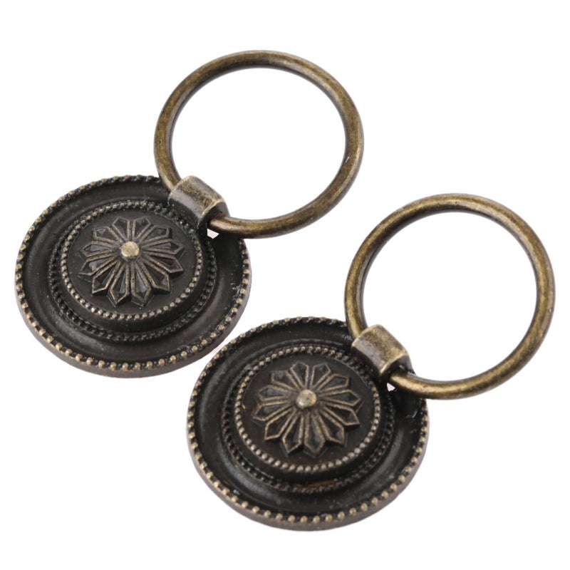 dophee 2Pcs Small Vintage Style Cabinet Drawer Handle Knob Antique Bronze Ring Pull for Cupboard Dresser Door, 30mm/1.18" - Image 1